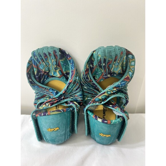 Vibram Furoshiki Wrap Shoes Teal Green Print Size Medium - Picture 1 of 7